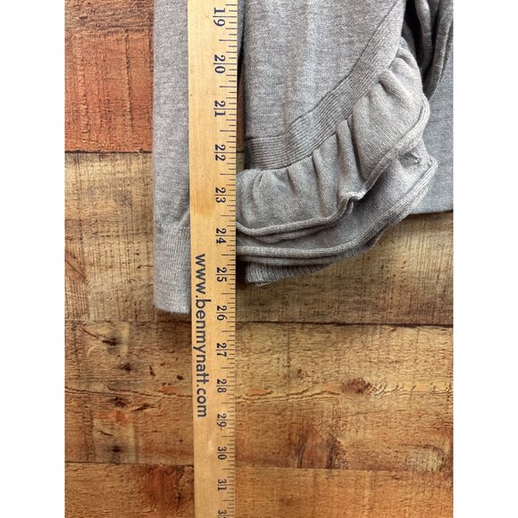 Ruffled Open Front Cardigan Sweater By Belldini S Viscose & Nylon Blend Light Gr - Picture 7 of 9